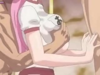 Veľký meloned anime prostitútka dostane ústa vyplnený